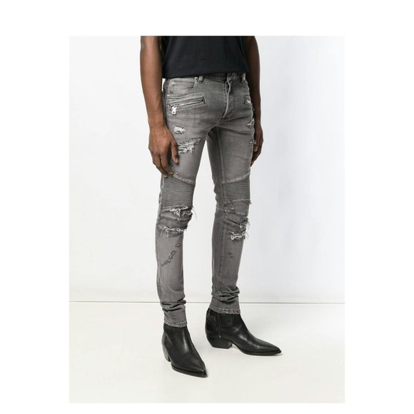 Balmain Skinny distressed biker jeans - Picture 2 of 7